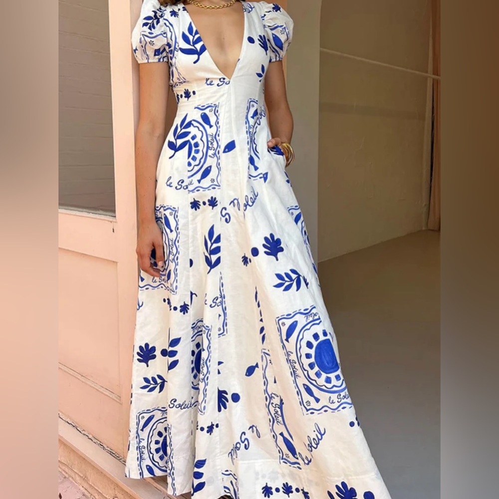 White linen blend dress